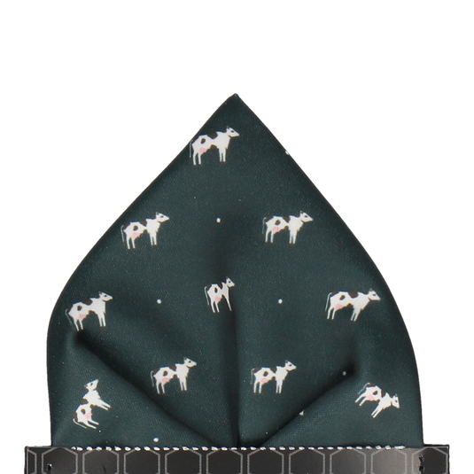 Dark Green Cows Pocket Square - Pocket Square with Free UK Delivery - Mrs Bow Tie