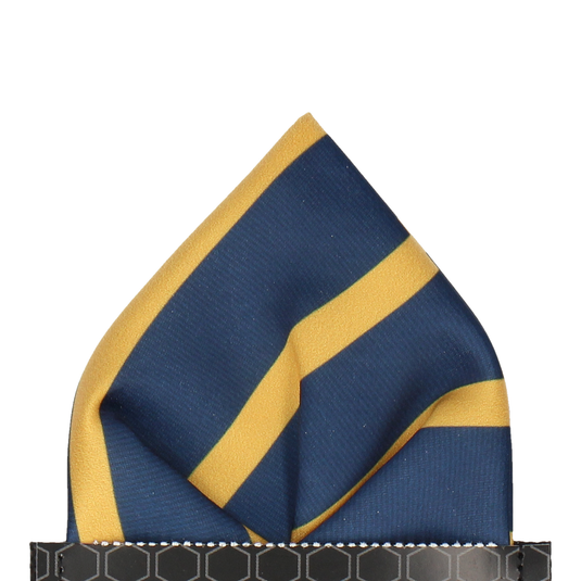 Navy Blue & Yellow Stripe Pocket Square - Pocket Square with Free UK Delivery - Mrs Bow Tie