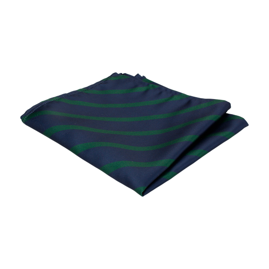 Green & Navy Stripe Pocket Square - Pocket Square with Free UK Delivery - Mrs Bow Tie