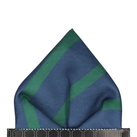 Green & Navy Stripe Pocket Square - Pocket Square with Free UK Delivery - Mrs Bow Tie