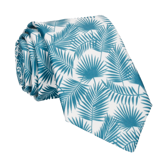 Emerald Teal Palm Leafs Tropical Tie - Tie with Free UK Delivery - Mrs Bow Tie