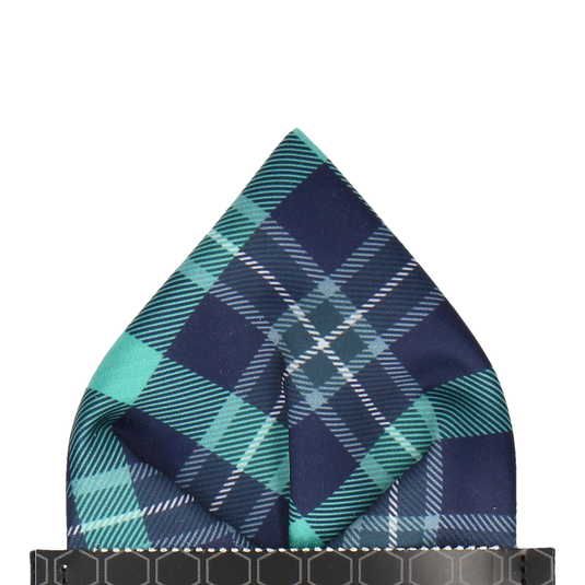 Green Modern Tartan Check Pocket Square - Pocket Square with Free UK Delivery - Mrs Bow Tie