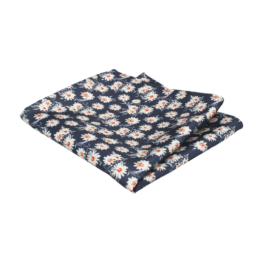 Daisy Print Navy Pocket Square - Pocket Square with Free UK Delivery - Mrs Bow Tie