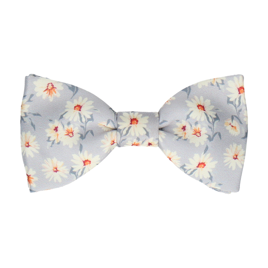 Daisy Print Platinum Grey Bow Tie - Bow Tie with Free UK Delivery - Mrs Bow Tie