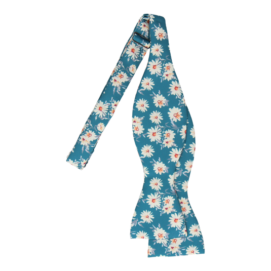 Daisy Print Emerald Sea Teal Bow Tie - Bow Tie with Free UK Delivery - Mrs Bow Tie