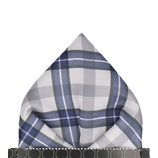 Grey Tartan Plaid Print Pocket Square - Pocket Square with Free UK Delivery - Mrs Bow Tie