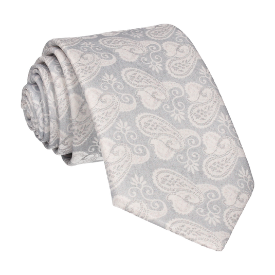 Silver Grey Vintage Paisley Tie - Tie with Free UK Delivery - Mrs Bow Tie