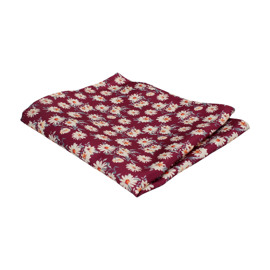 Daisy Print Mulberry Pink Pocket Square - Pocket Square with Free UK Delivery - Mrs Bow Tie