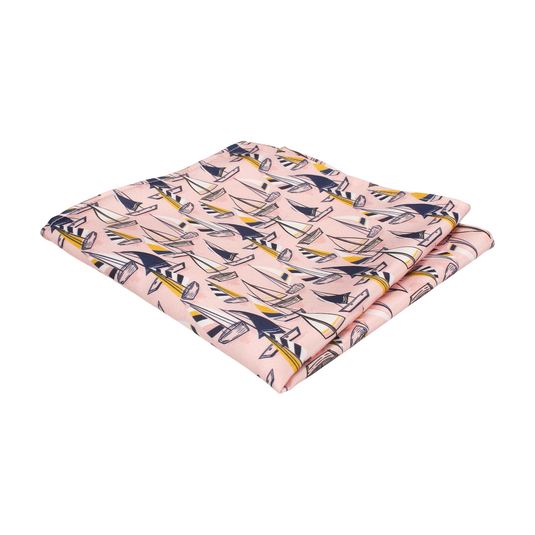 Pink Sailing Boats Nautical Pocket Square - Pocket Square with Free UK Delivery - Mrs Bow Tie