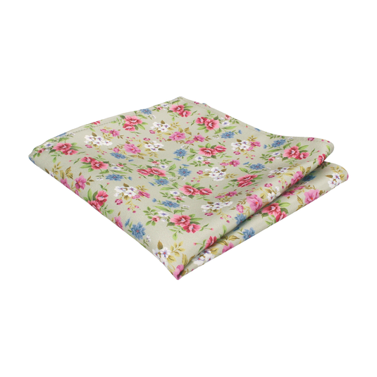 Floral Sage Green Wedding Pocket Square - Pocket Square with Free UK Delivery - Mrs Bow Tie