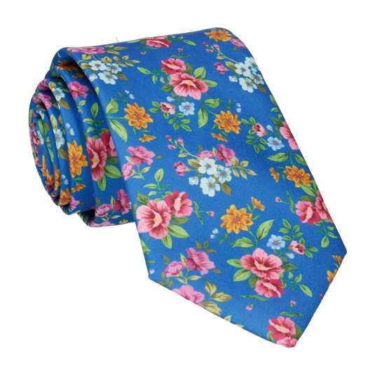 Floral Royal Blue Wedding Tie - Tie with Free UK Delivery - Mrs Bow Tie