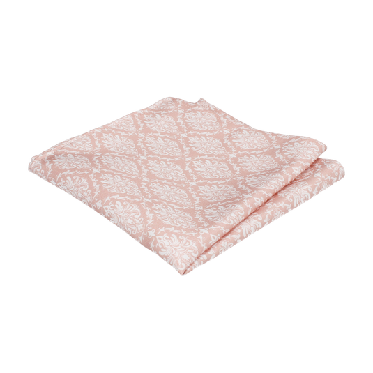 Pink & White Damask Pocket Square - Pocket Square with Free UK Delivery - Mrs Bow Tie