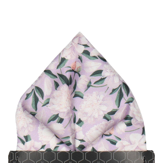 Purple Peonies Wedding Pocket Square - Pocket Square with Free UK Delivery - Mrs Bow Tie