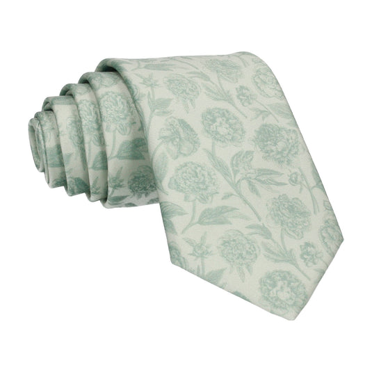 Green Floral Sketch Tie - Tie with Free UK Delivery - Mrs Bow Tie