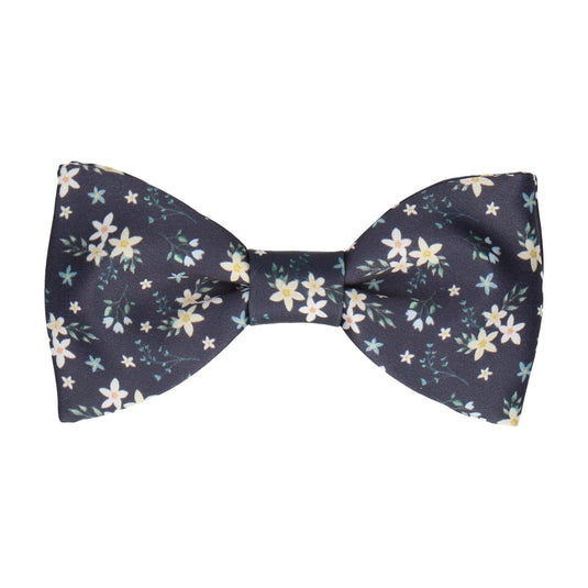 Navy Blue Small Flower Floral Bow Tie - Bow Tie with Free UK Delivery - Mrs Bow Tie