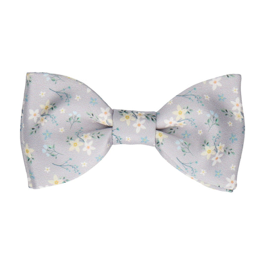 Grey Small Flower Floral Bow Tie - Bow Tie with Free UK Delivery - Mrs Bow Tie