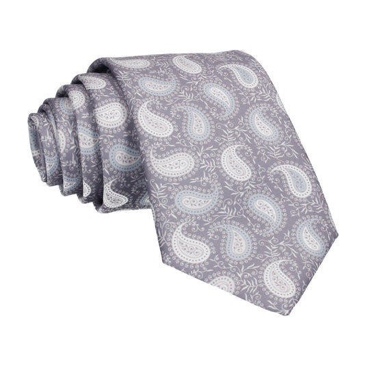 Grey & White Floral Paisley Tie - Tie with Free UK Delivery - Mrs Bow Tie