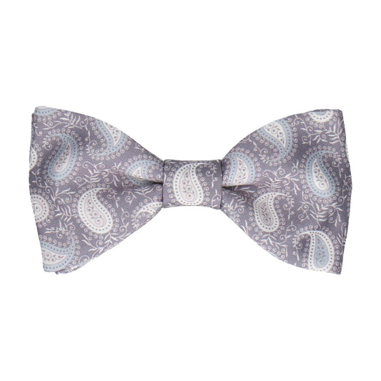 Grey & White Floral Paisley Bow Tie - Bow Tie with Free UK Delivery - Mrs Bow Tie
