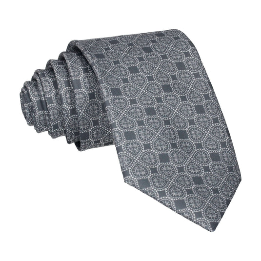 Arabic Tile Pattern Dark Grey Tie - Tie with Free UK Delivery - Mrs Bow Tie