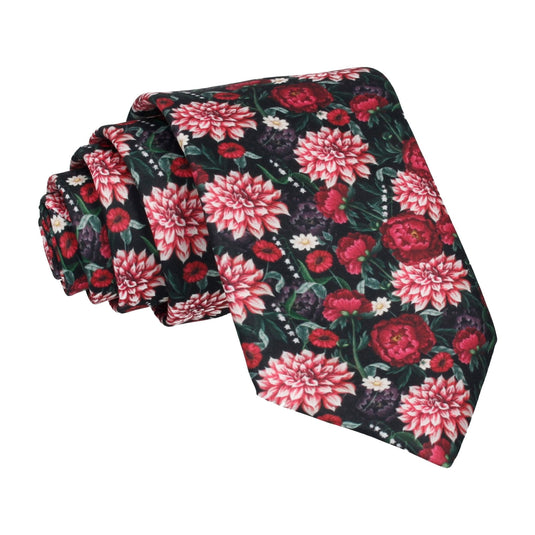 Peony & Dahlia Red Flowers Tie - Tie with Free UK Delivery - Mrs Bow Tie