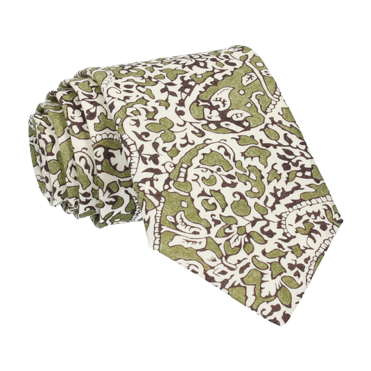 Green Lagos Laurel Liberty Cotton Tie - Tie with Free UK Delivery - Mrs Bow Tie