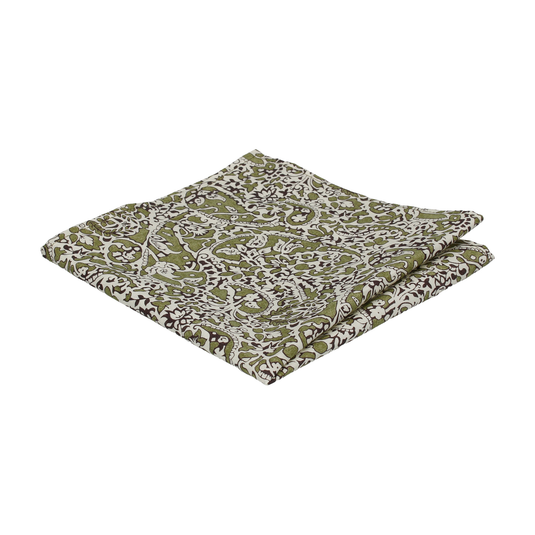 Green Lagos Laurel Liberty Cotton Pocket Square - Pocket Square with Free UK Delivery - Mrs Bow Tie