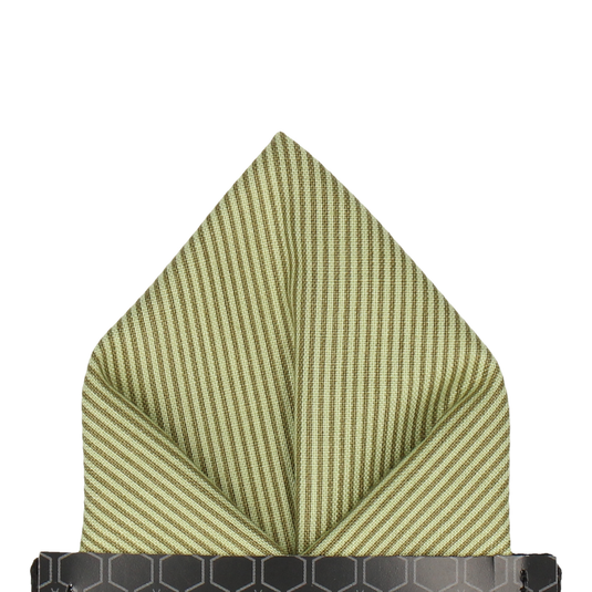 Green Fine Stripe Cotton Pocket Square - Pocket Square with Free UK Delivery - Mrs Bow Tie