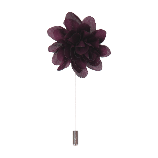 Dark Plum Flower Lapel Pin - Lapel Pin with Free UK Delivery - Mrs Bow Tie