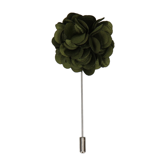 Olive Green Floral Boutonniere Lapel Pin - Lapel Pin with Free UK Delivery - Mrs Bow Tie