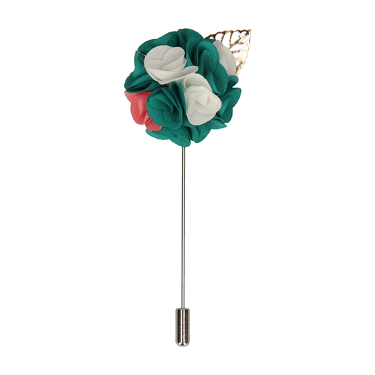 Bouquet (Green & White) Lapel Pin - Lapel Pin with Free UK Delivery - Mrs Bow Tie