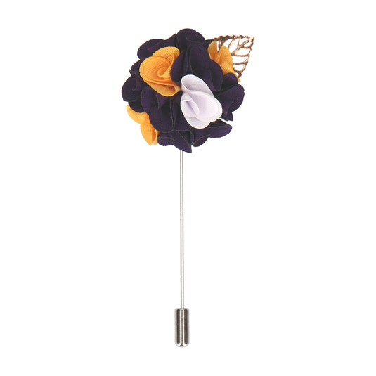 Bouquet (Purple & Yellow) Lapel Pin - Lapel Pin with Free UK Delivery - Mrs Bow Tie