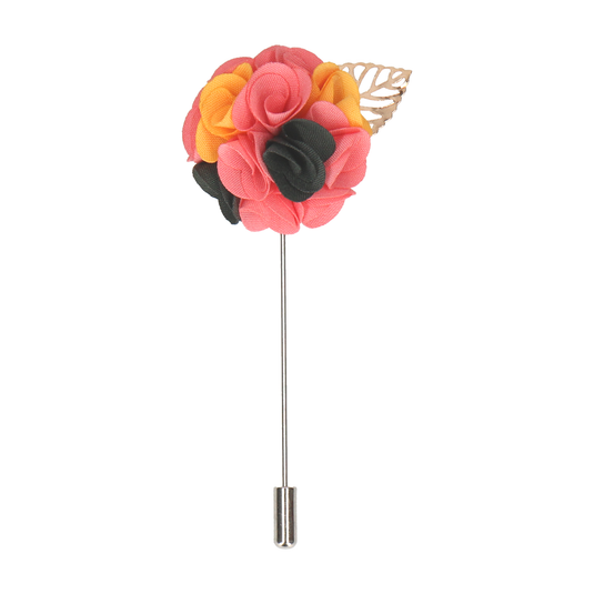 Bouquet (Pink & Yellow) Lapel Pin - Lapel Pin with Free UK Delivery - Mrs Bow Tie