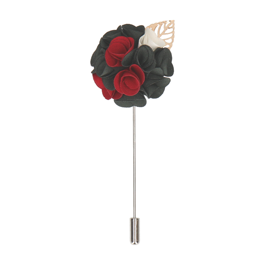 Bouquet (Black & Red) Lapel Pin - Lapel Pin with Free UK Delivery - Mrs Bow Tie