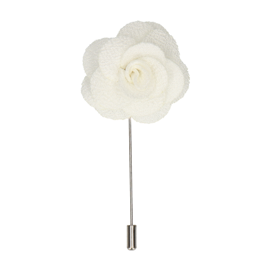 Ivory Textured Rose Lapel Pin - Lapel Pin with Free UK Delivery - Mrs Bow Tie