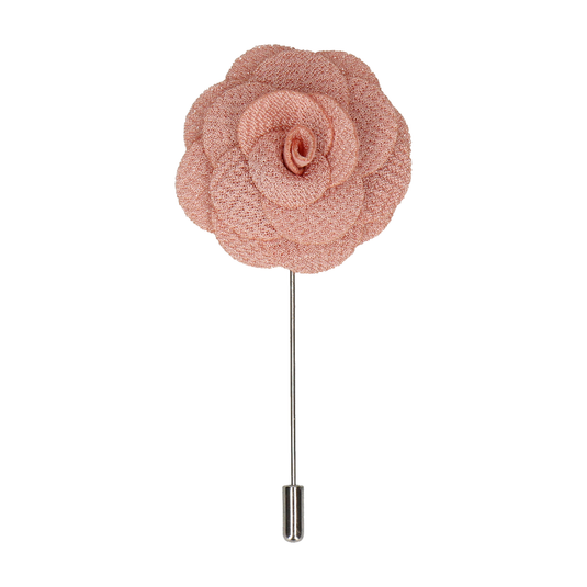 Dusky Pink Textured Rose Lapel Pin - Lapel Pin with Free UK Delivery - Mrs Bow Tie