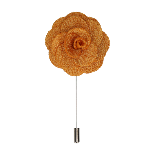 Mustard Yellow Textured Rose Lapel Pin - Lapel Pin with Free UK Delivery - Mrs Bow Tie