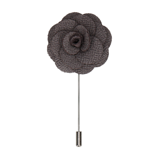 Dark Grey Textured Rose Lapel Pin - Lapel Pin with Free UK Delivery - Mrs Bow Tie