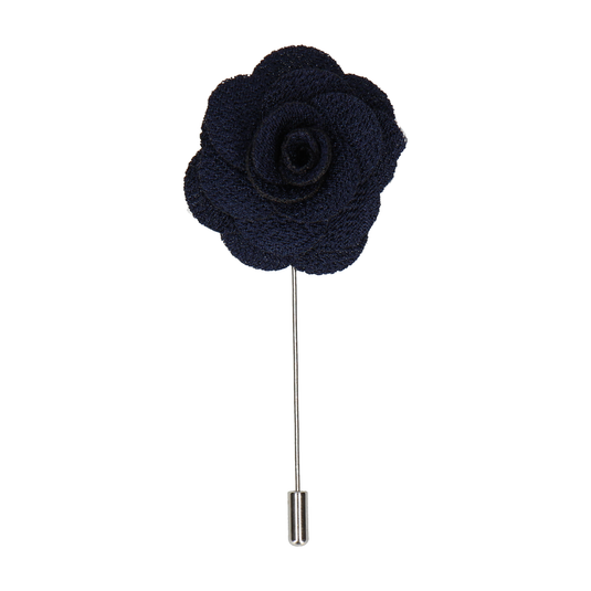 Navy Blue Textured Rose Lapel Pin - Lapel Pin with Free UK Delivery - Mrs Bow Tie