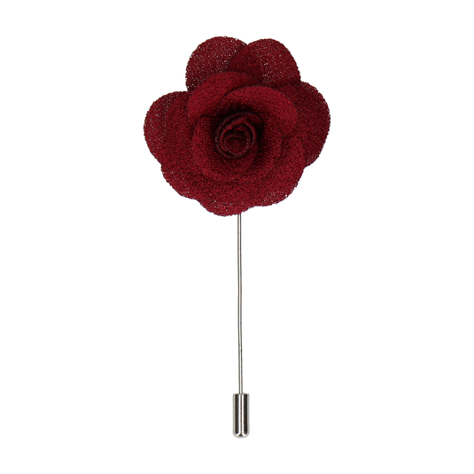 Burgundy Wine Textured Rose Lapel Pin - Lapel Pin with Free UK Delivery - Mrs Bow Tie