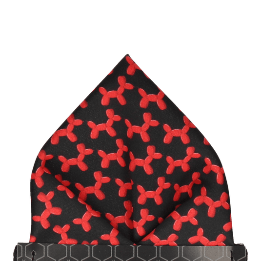 Black & Red Balloon Dogs Pocket Square - Pocket Square with Free UK Delivery - Mrs Bow Tie
