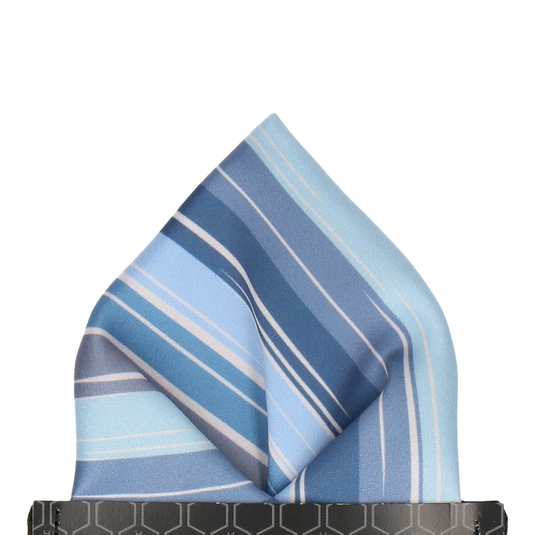 Blue Rock Stripe Pocket Square - Pocket Square with Free UK Delivery - Mrs Bow Tie