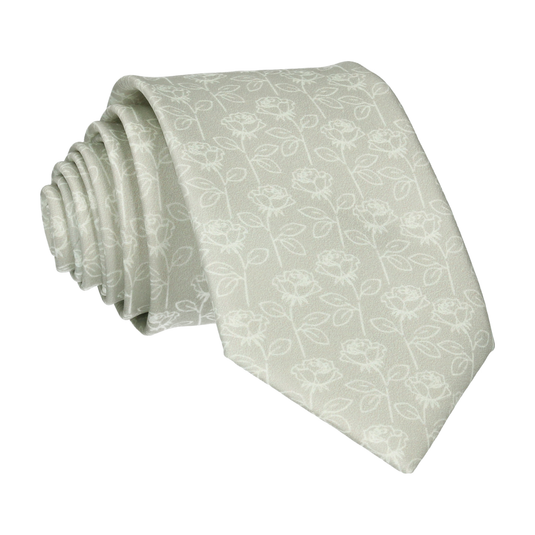 Sage Green Stencil Roses Wedding Tie - Tie with Free UK Delivery - Mrs Bow Tie