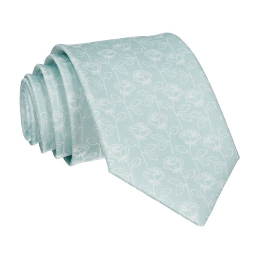 Light Green Stencil Roses Wedding Tie - Tie with Free UK Delivery - Mrs Bow Tie