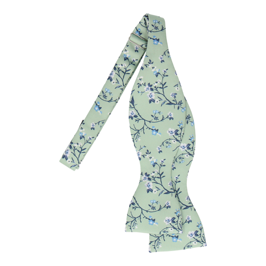 Light Green Blossom Floral Bow Tie - Bow Tie with Free UK Delivery - Mrs Bow Tie