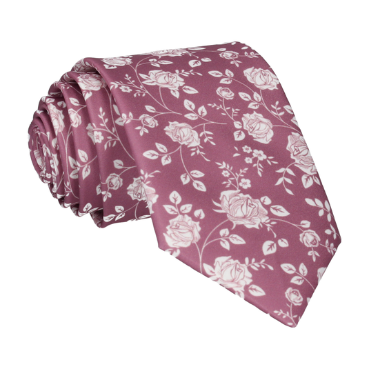 Dusky Mauve Stencil Floral Wedding Tie - Tie with Free UK Delivery - Mrs Bow Tie