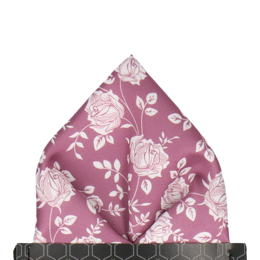Dusky Mauve Stencil Floral Wedding Pocket Square - Pocket Square with Free UK Delivery - Mrs Bow Tie