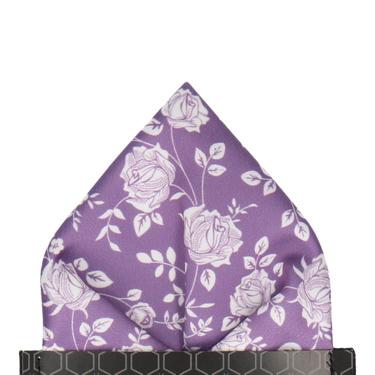 Heather Purple Stencil Floral Wedding Pocket Square - Pocket Square with Free UK Delivery - Mrs Bow Tie