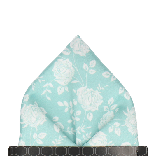 Sea Breeze Green Stencil Floral Wedding Pocket Square - Pocket Square with Free UK Delivery - Mrs Bow Tie