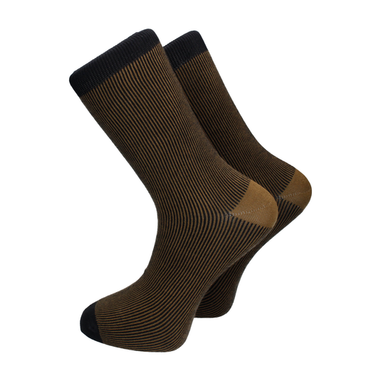 Black & Brown Tight Ribbed Cotton Mix Socks