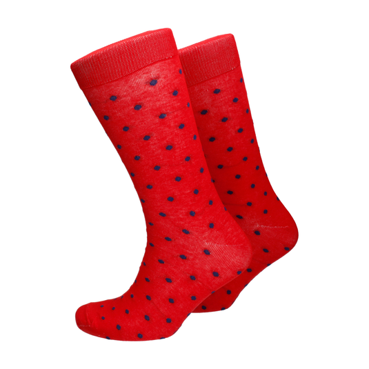 Red & Navy Blue Classic Polka Dot Cotton Socks